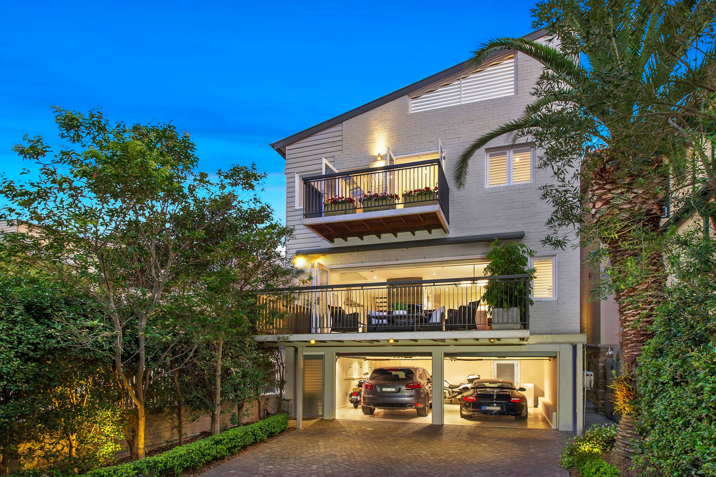 Three-story modern home with garage