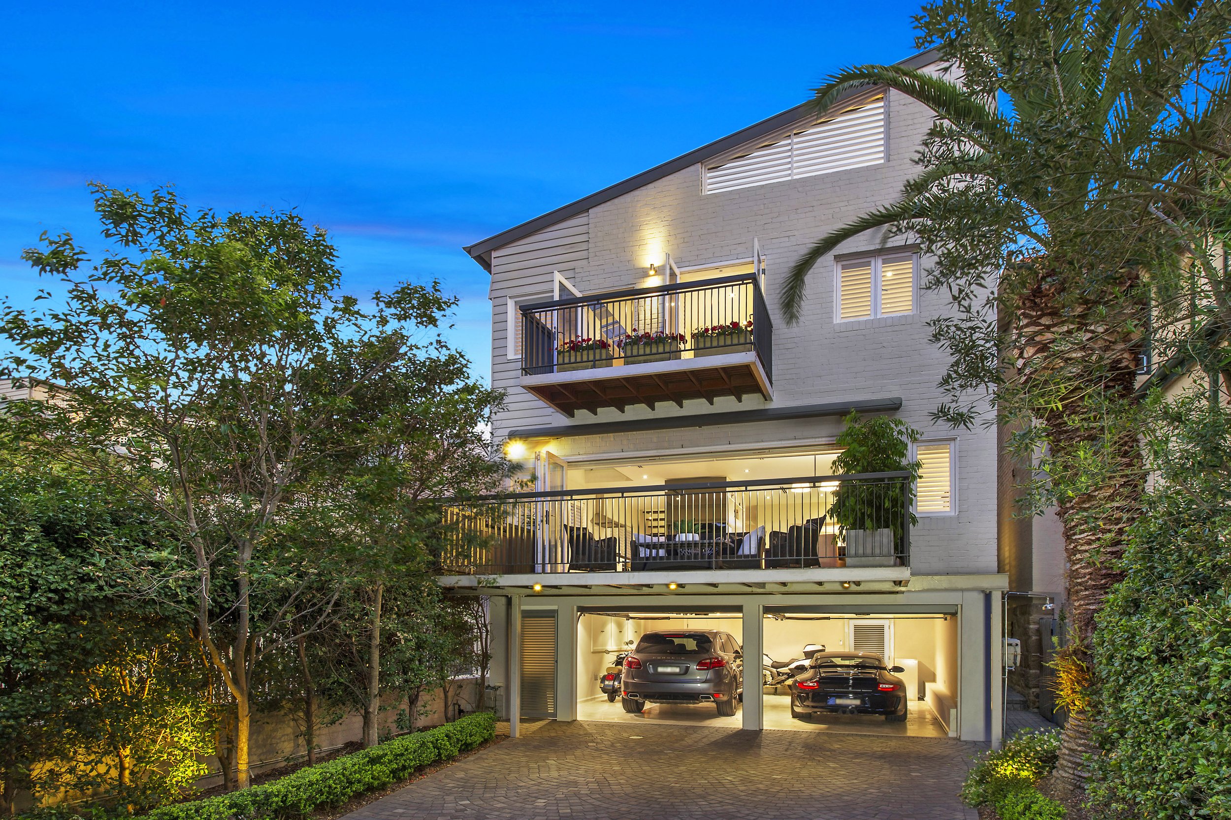 Three-story modern home with garage